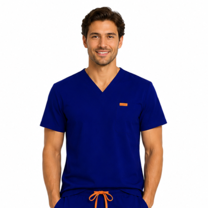 Bluza medicala de barbati slim fit cu patru buzunare