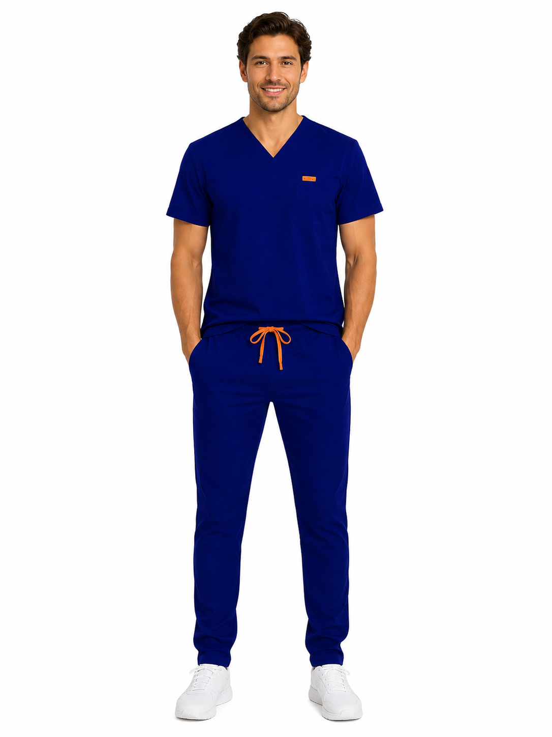 Bluza medicala de barbati slim fit cu patru buzunare