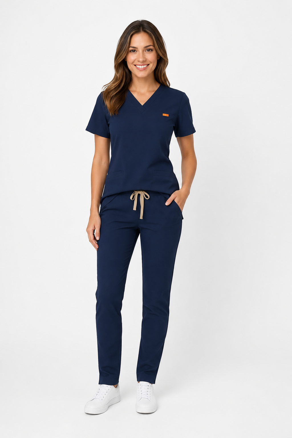 Bluza medicala de dama slim fit cu trei buzunare