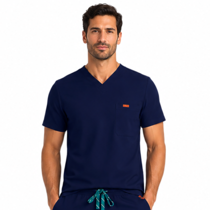Bluza medicala de barbati Regular fit cu trei buzunare