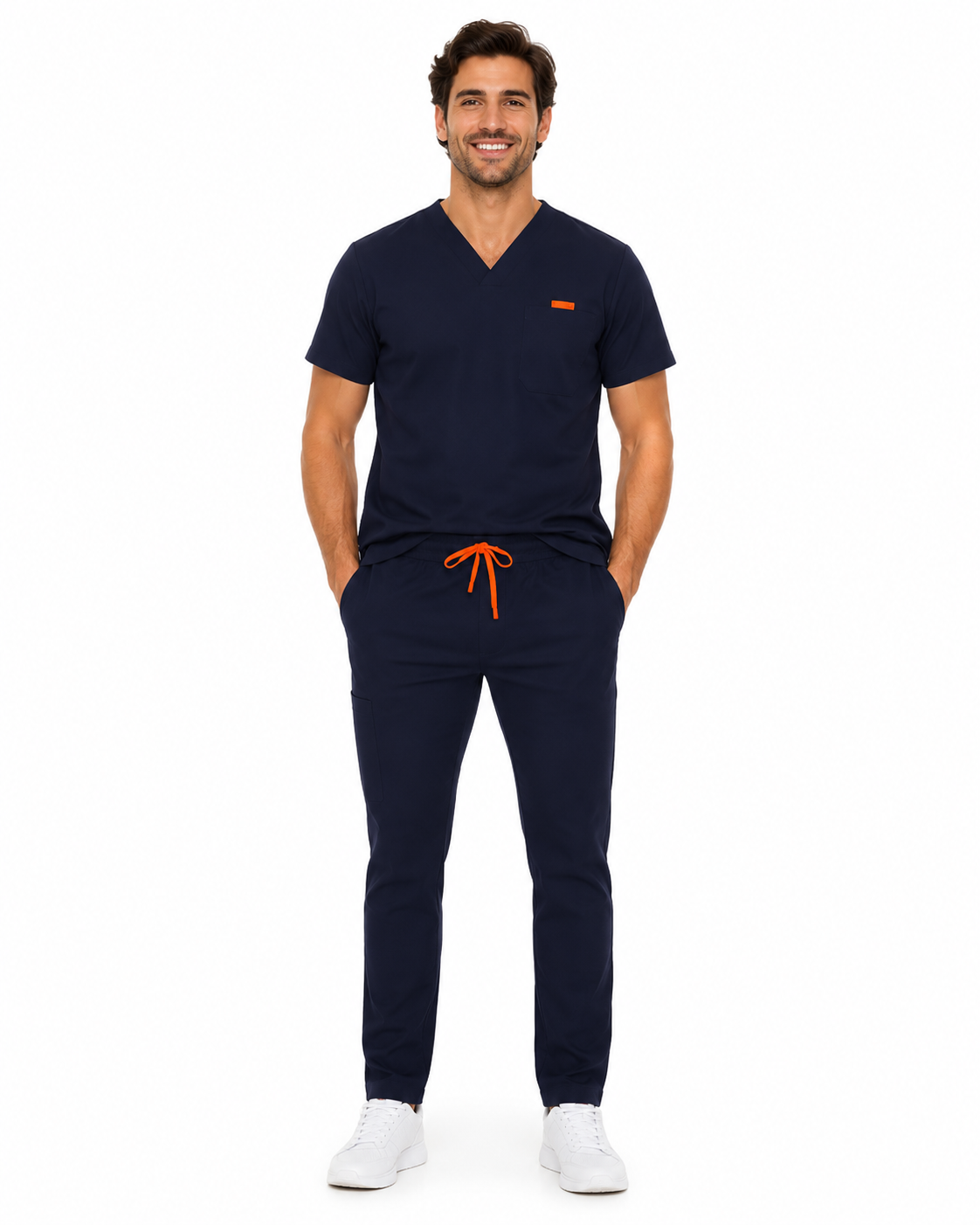 Bluza medicala de barbati slim fit cu patru buzunare