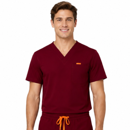 Bluza medicala de barbati slim fit cu patru buzunare