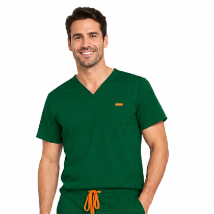 Bluza medicala de barbati slim fit cu patru buzunare
