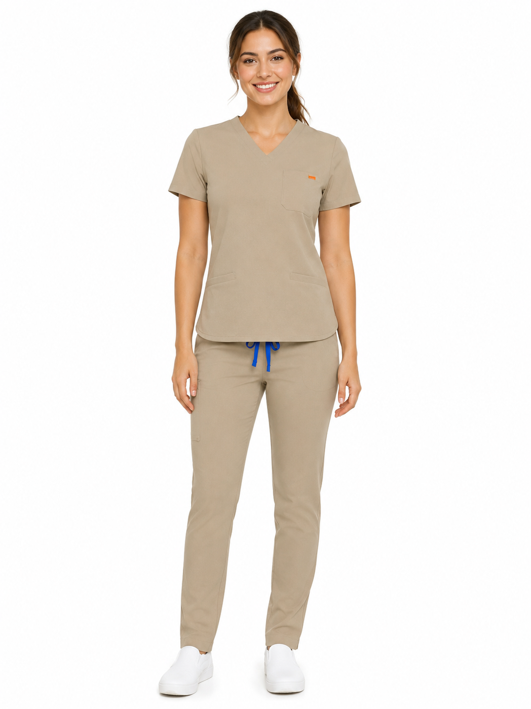 Pantalon medical de dama slim fit cu opt buzunare