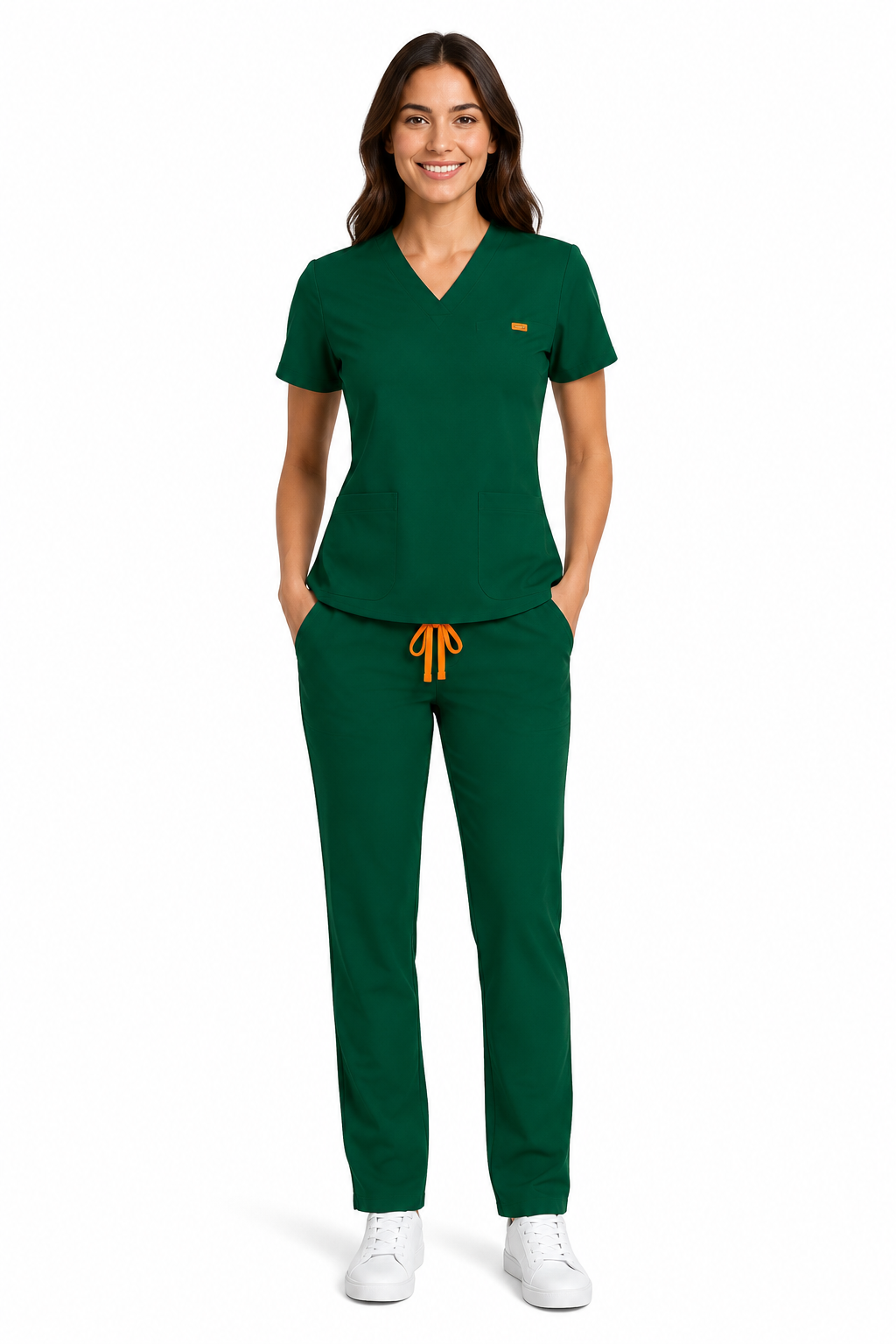 Pantalon medical de dama slim fit cu zece buzunare