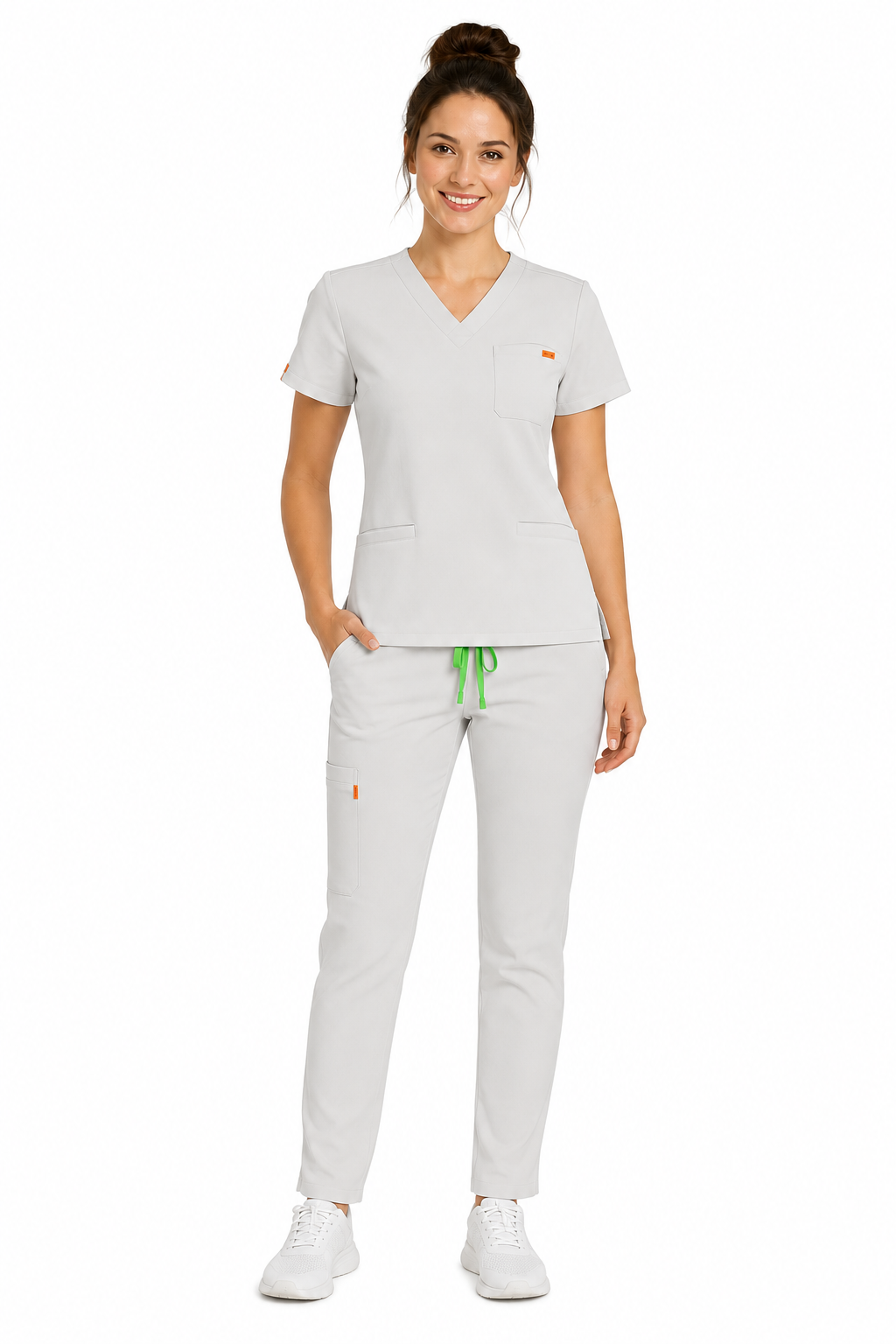 Pantalon medical de dama slim fit cu opt buzunare