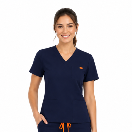 Bluza medicala de dama slim fit cu trei buzunare