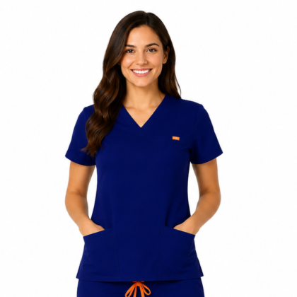Bluza medicala de dama slim fit cu trei buzunare