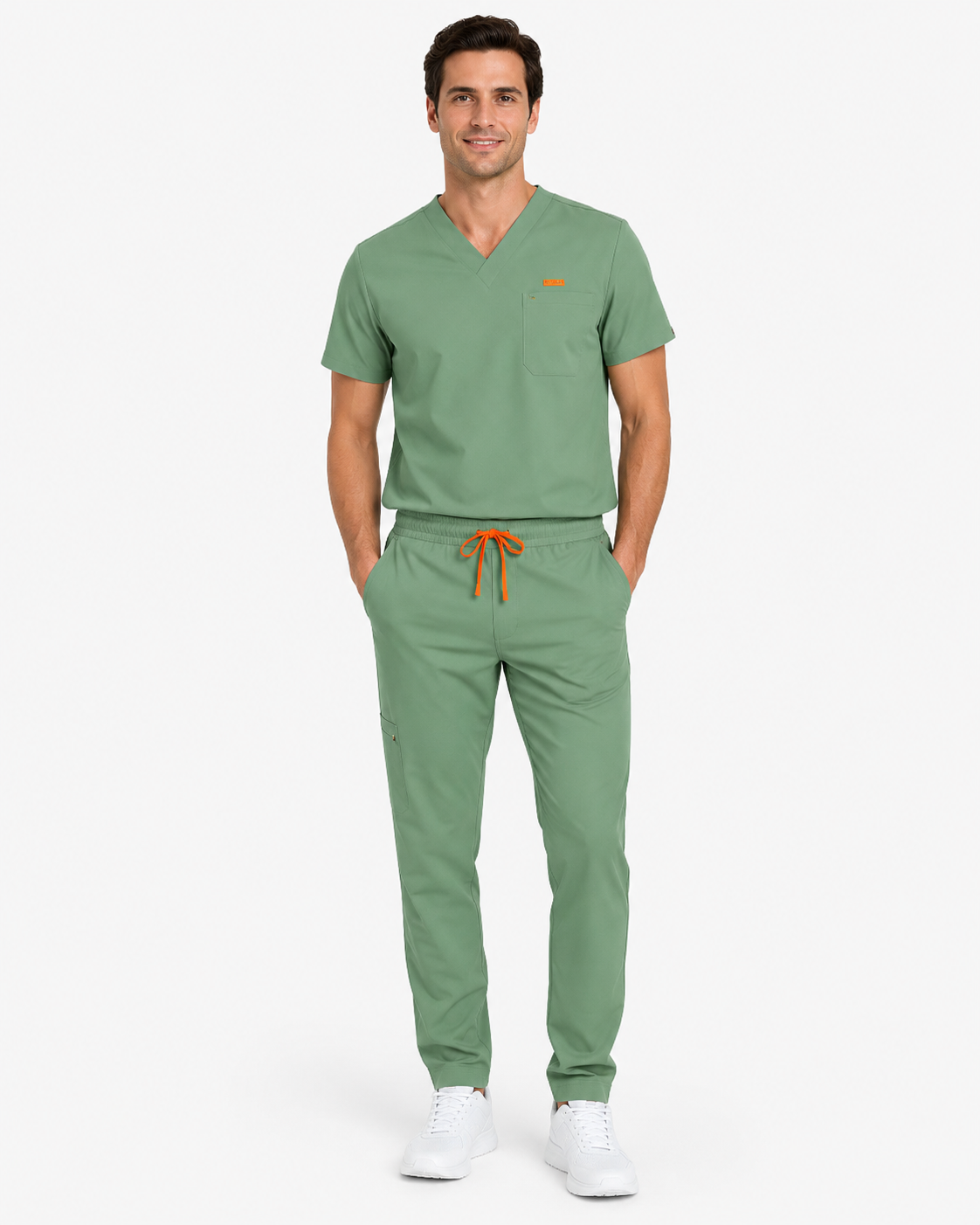 Pantalon medical de barbati slim fit cu zece buzunare