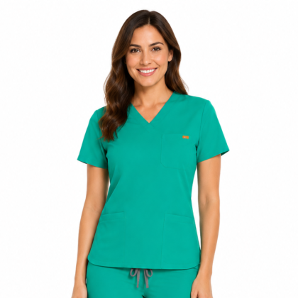 Bluza medicala de dama slim fit cu trei buzunare